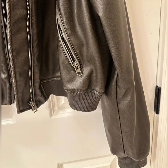 Zara Faux Leather Bomber Jacket - Picture 4 of 5